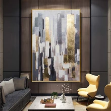 

Handmade Abstract Oil Painting On Canvas Hand Painted Gold Foil Large Wall Art Picture For Living Room Home Decoration Unframed