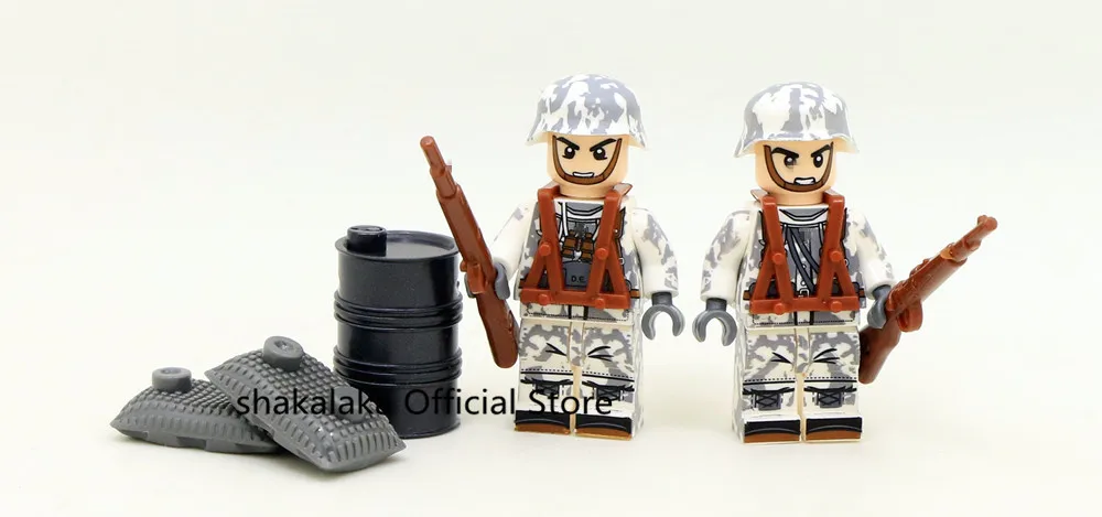 6 шт. немецкая армия спецназ белый Ghillie костюм Солдат Военные строительные блоки фигурки кирпичи Мальчики Обучающие игрушки подарки для детей
