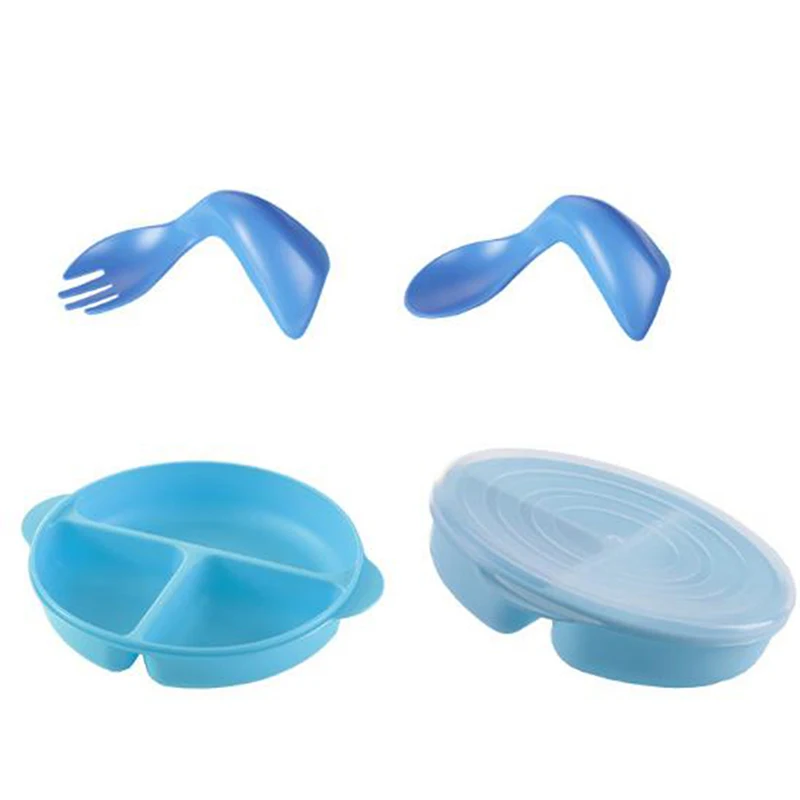 

Baby Dishes Children's Cartoon Dinner Plate Dishes Fruit Round Split 3 Grid Baby Plate For Kids Creative Safety Plate