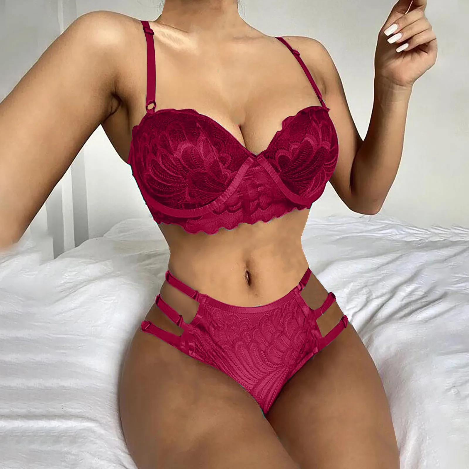 Sexy Hollow panties Comfortable Breathable Secret Bikini Panties Adjustable Brand Design Underwear Set Push Up Bra Briefs | Тематическая