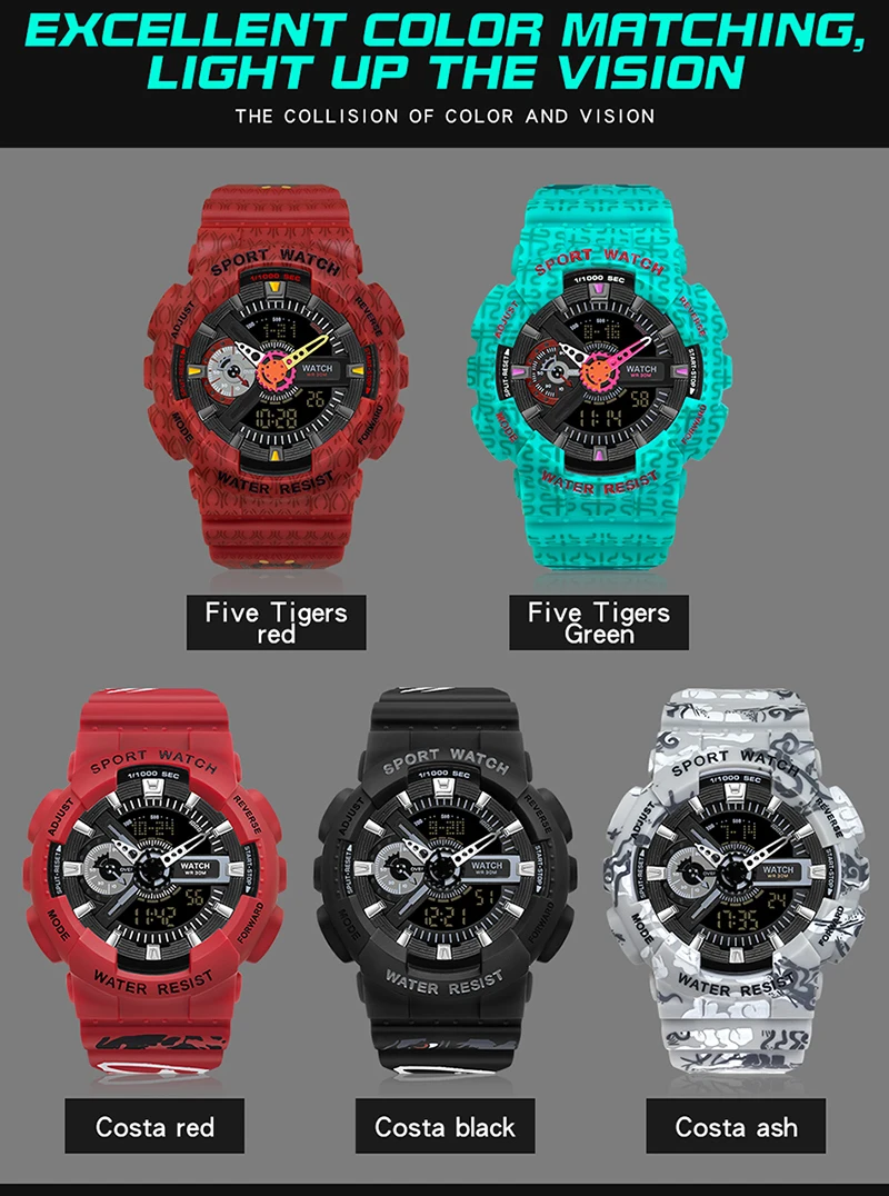 Men's Quartz Waterproof Shockproof Watch Fashion Multifunction Women Digital Clock Man relogios masculino Sports Watches 2021 Men's Quartz Waterproof Shockproof Watch Fashion Multifunction Women Digital Clock Man relogios masculino Sports Watches 2021