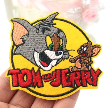 

Cartoon Cat Mouse Iron On Embroidered Clothes Patches For Clothing DIY Badges Stickers Garment Accessories wholesale