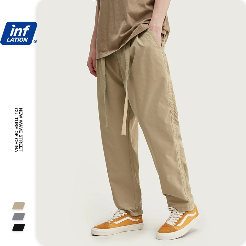 

Summer Streetwear Men Pants Full Length Hip Hop Mens Pants Broadcloth Drawstring Loose Fit Casual Men Pants 3062S20
