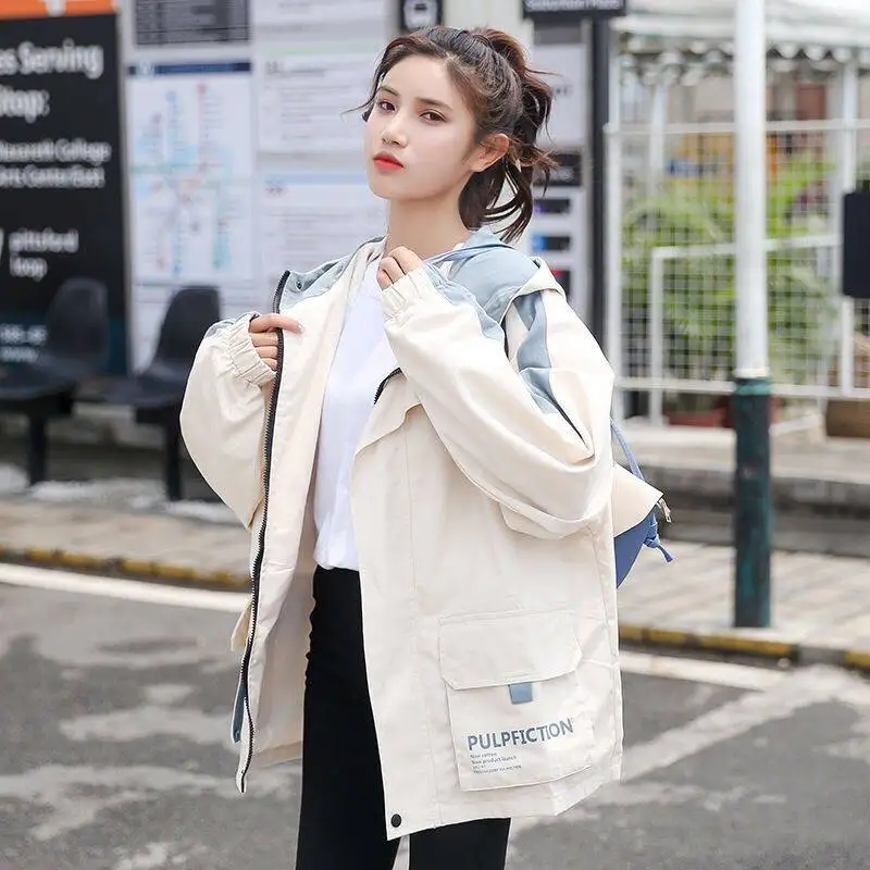 Autumn Outerwear Coats Jackets women Long Sleeve Patchwork Oversize Zipper Jacket Windbreaker coats women jackets mujer Hoodie