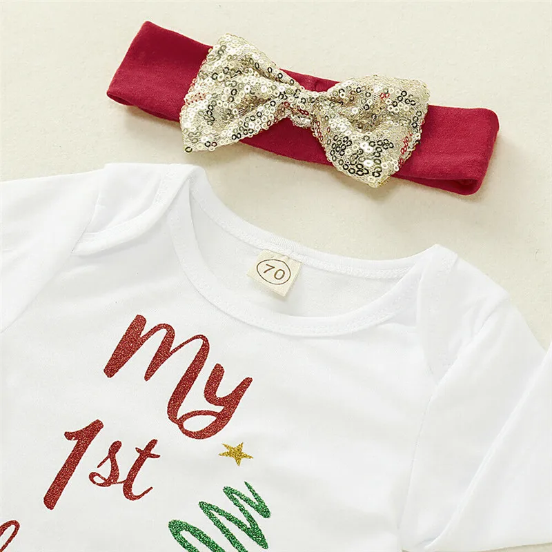 Pudcoco/комплект для новорожденных; Одежда для младенцев; боди с длинными рукавами для маленьких девочек; рождественские боди с юбкой-пачкой; Рождественский наряд