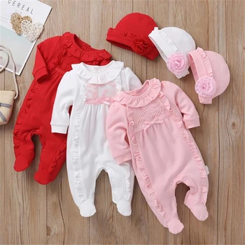 

Autumn Winter Baby Girl Romper Toddler Infant Long Sleeve Cotton One Piece Jumpsuit +Hat Kids Clothing 3-12 Months
