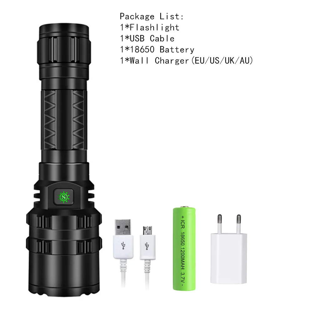 Светодиодный XHP50.2 фонарик самый мощный XLamp L2 охотничья аккумуляторная батарея фонарик USB 26650 18650 Лампы самообороны тактические фонари - Испускаемый цвет: Package B