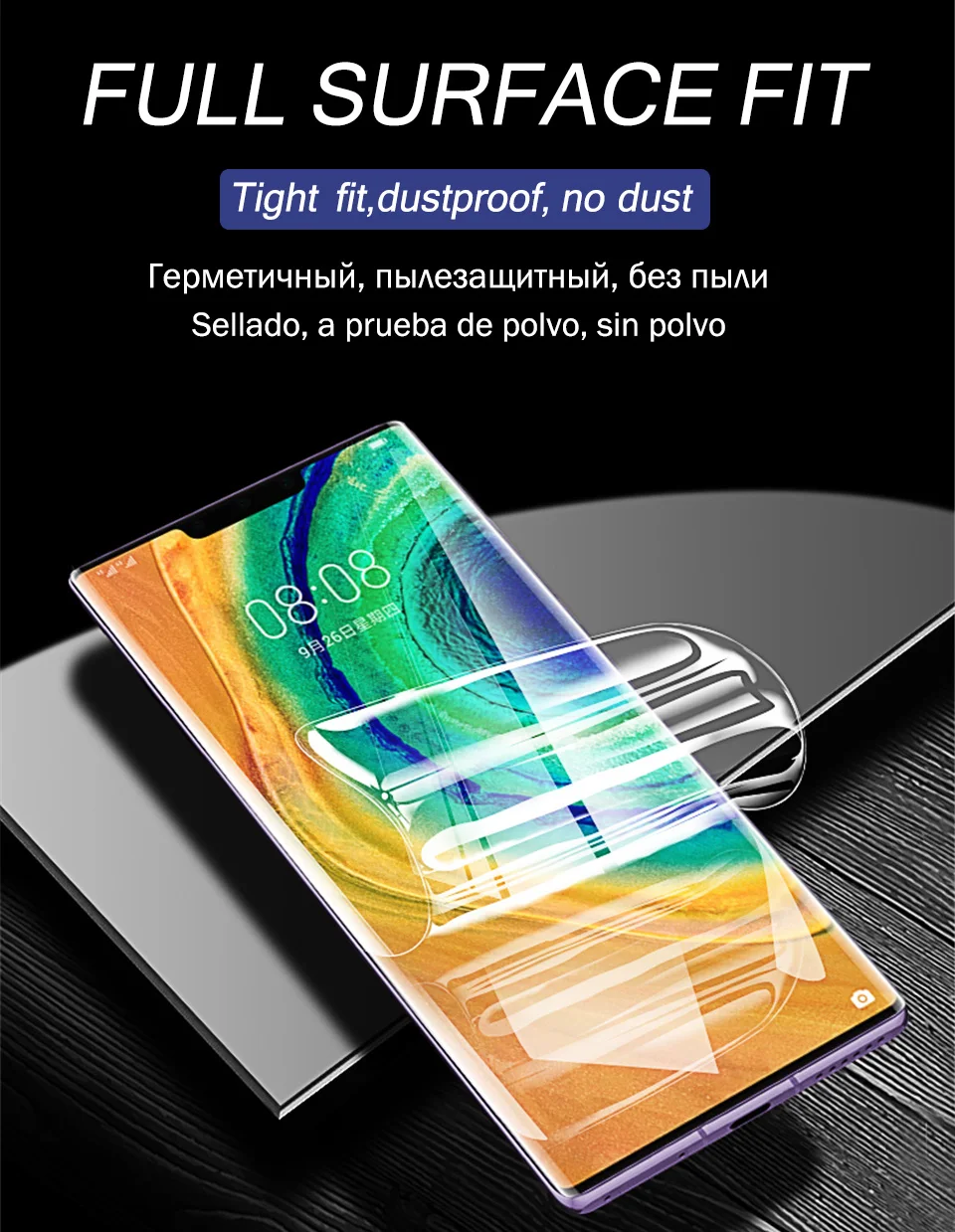 100D Curved Edge Full Cover Film For Huawei Mate 20 10 30 Lite Pro P Smart Nova 3i Screen Protector Hydrogel Film Not Glass