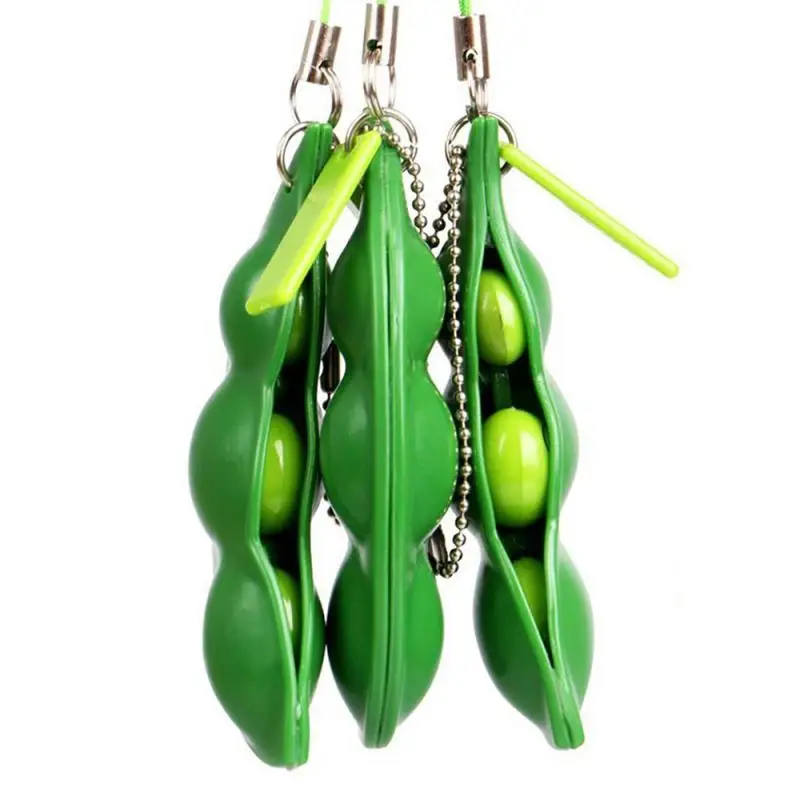 Juguete de descompresión Edamame para niños y adultos, juguete antiestrés, blando, con bolas de guisante, para regalo de Navidad