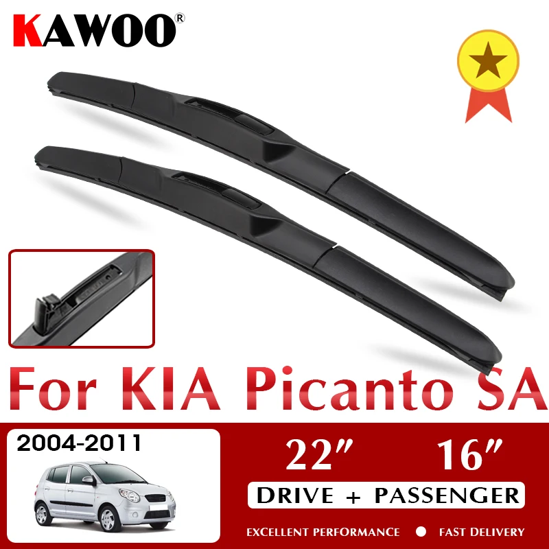 

KAWOO Wiper Front Car Wiper Blades For KIA Picanto SA 2004-2011 Windshield Windscreen Front Window Accessories 22"+16" LHD RHD