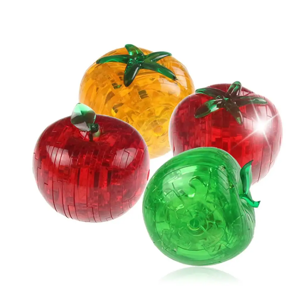 

3D Crystal Tomato/Apple with Light Puzzle Jigsaw Model Blocks Children Gift Toy challenging to complete fun to display