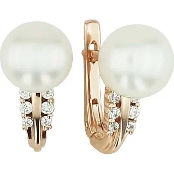 

Aloris earrings with pearls and cubic zirconia in red gold