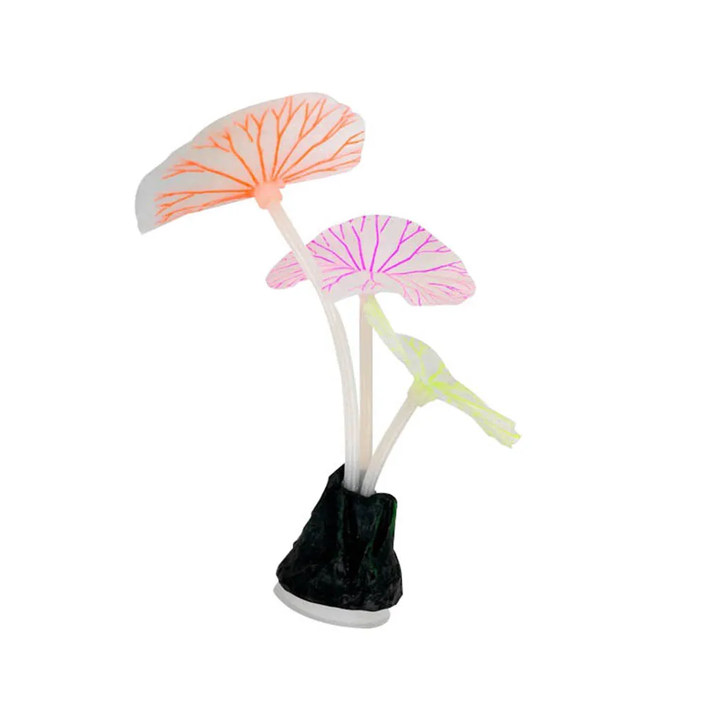 Silicone Simulated Plant Fluorescent Aquarium Decoration with Sucker