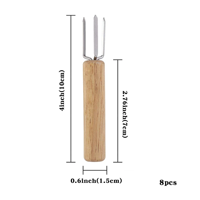 Держатели для кукурузы, нержавеющая сталь с деревянной дубовой ручкой держатели для Кукуруза в початках для детей и взрослых домашняя кухня и барбекю, набор из 32