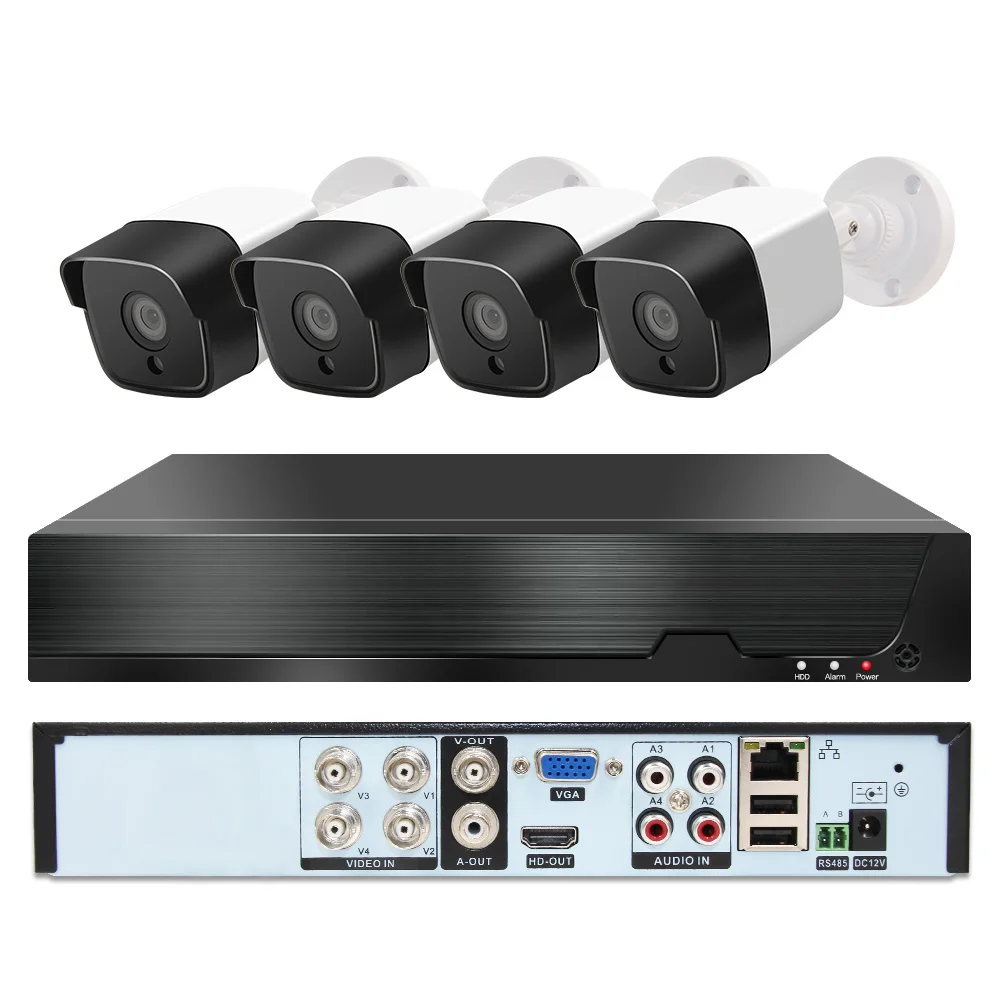 

4CH CCTV System 4pcs AHD 720P Outdoor Weatherproof Security Camera DVR Kit Day/Night Home Video Surveillance System