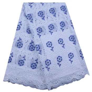 

Blue White 100% Cotton Swiss Voile Lace Switzerland With Stones African Dry Lace Fabric High Quality Nigerian Lace For Man 1776