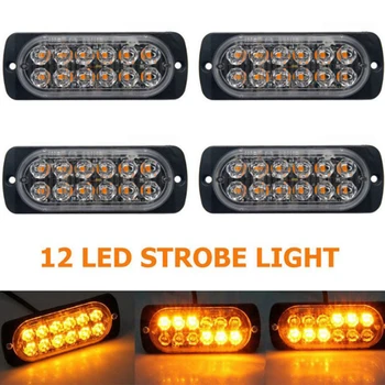 

12-24V 36W 12 LEDs Amber Truck Car Emergency Beacon Warning Hazard Flash Strobe Light Bar 1pc