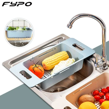 

Fypo Retractable sink drainer Vegetable Fruits Washing Basket Colander rack kitchen vegetable storage rack
