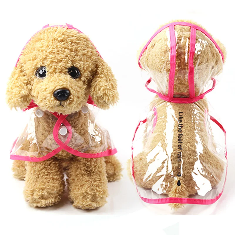 Chubasquero de PVC con capucha para perros pequeños y medianos, chaqueta impermeable transparente para perros de compañía, chubasquero de cachorro, 6 colores