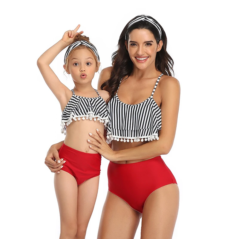 

2020 New Summer Mother Daughter Swimwear Mommy and Me Bikini Bathing Swimsuit Family Matching Swimwear Mom Daughter Clothes