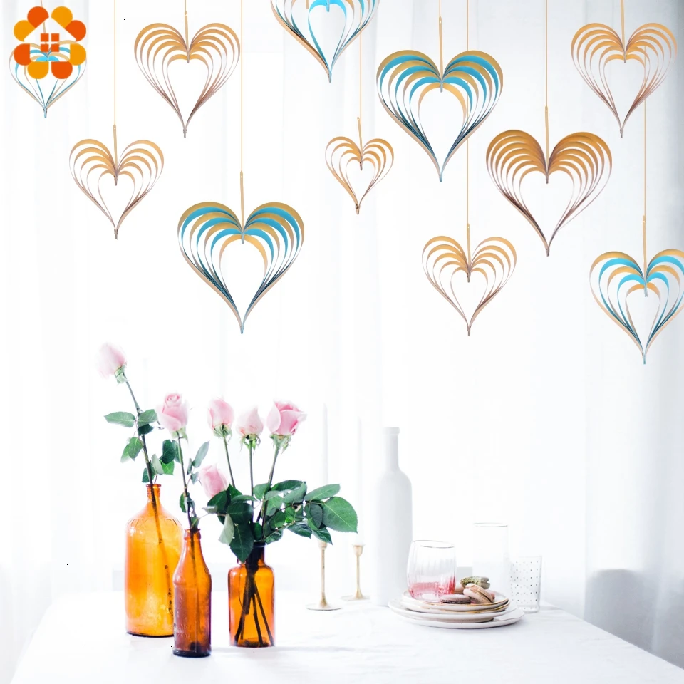 4 шт. DIY 3D Подвески в форме сердца фон стены сценический макет свадьба