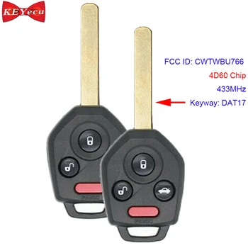 

KEYECU 2x for Subaru Legacy Outback 2010 2011 2012 2013 2014 Remote Key Fob 4D60 Chip CWTWBU766, 57497-AJ00A 433MHz DAT17 Keyway