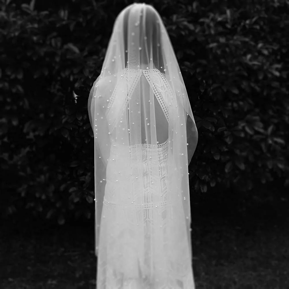 Короткая фата с жемчугом элегантная 120 см один слой жемчужная свадебная вуаль Металлическая Расческа свадебная вуаль Veu de Noiva
