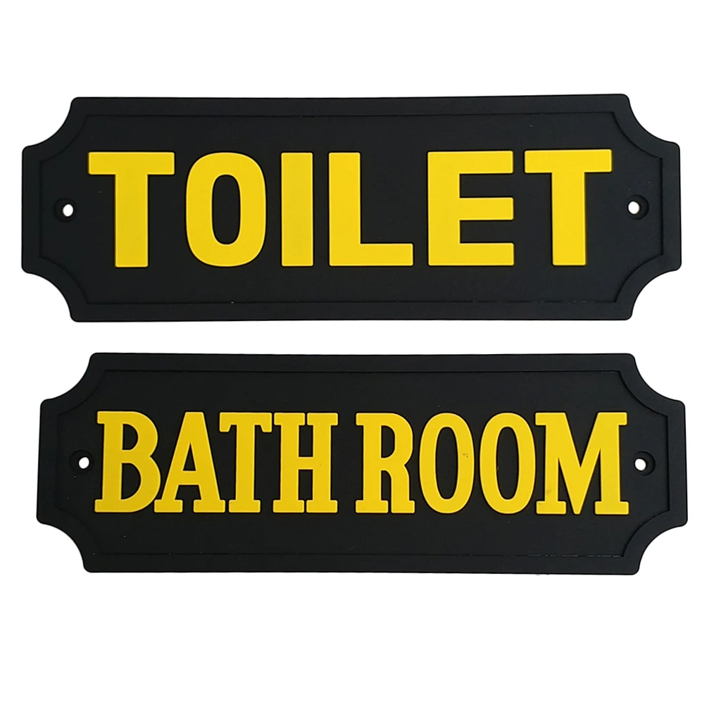 2Pcs PVC Warning Signs for Indoor & Outdoor, BATHROOM & TOILETPlaques