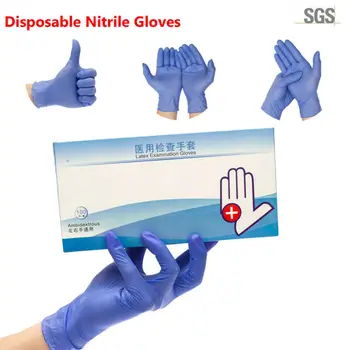 

100pcs Blue Nitrile Glove Disposable Powder Free Latex Free Universal Food Grade Gloves for Home Cleaning Rubber