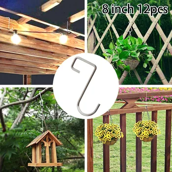 

12× Hook Coated Fence Hook Hanging Outdoor Powder Hangers Patio S Shaped Garden