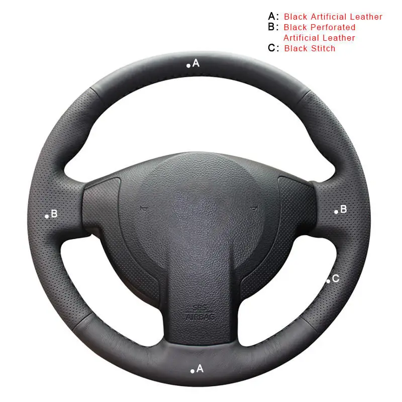 Artificial Leather Автомобильная оплетка на крышке рулевого колеса для Nissan Qashqai 2007-2013 Rogue 2008-2013 X-Trail 2008-2013 NV200 2010- авточехлы - Название цвета: Artificial Leather