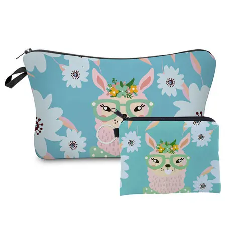 Jom Tokoy 2 PCS Printed Makeup Bag Cute Animal Pattern Cosmetic Bag Set for Women Combination Gift Organizer Bag HLZH213