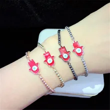 10 шт./лот высокое качество латунный браслет капля масло красная Фатима хамса от дурного глаза регулируемый браслет модные украшения