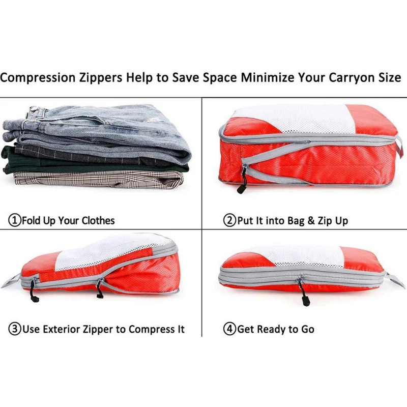 New 4Pcs Waterproof Portable Clothes Storage Bag Set Folding Closet Organizer Pillow Quilt Blanket Bag Organizer For Travel