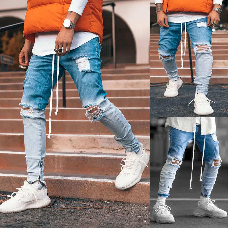 Stacked Denim Jeans Men | Stacked Jeans Men Fashion | Ripped Stacked Jeans  Mens - 20201 - Aliexpress