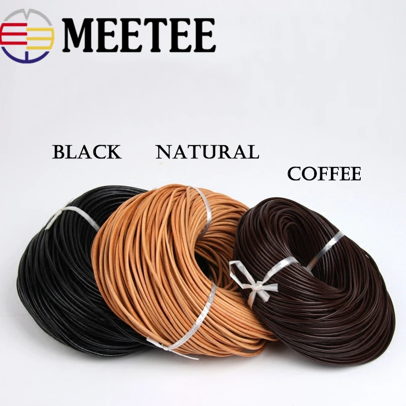 Круглый шнур из натуральной кожи Meetee 5 м 1 5/2/2 5/3/4/5 мм для изготовления браслетов