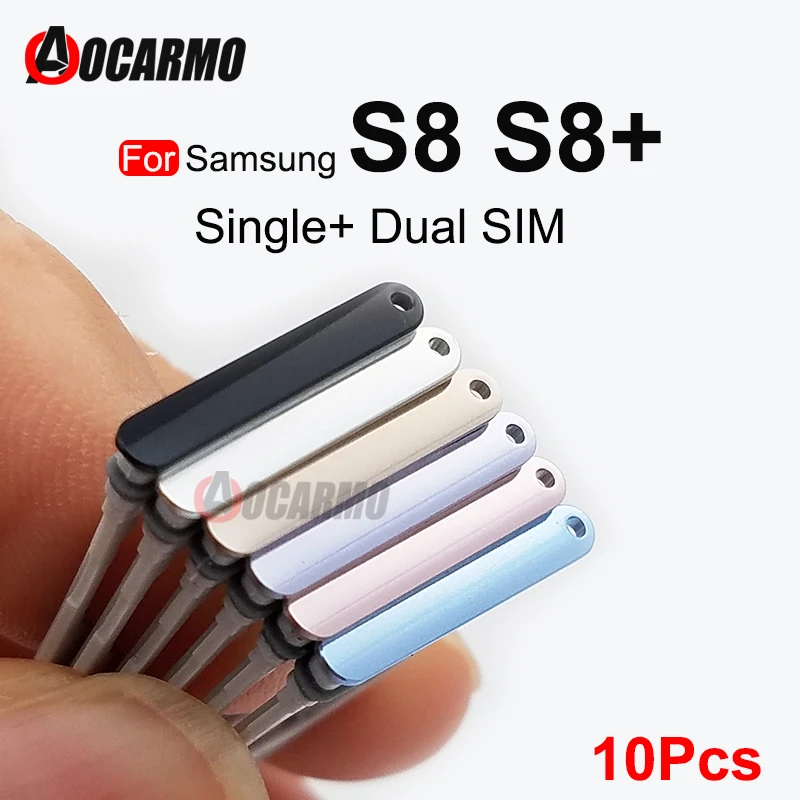 

10Pcs For Samsung Galaxy S8 SM-G9500 G950F S8 Plus SM-G955 S8+ Single/Dual Metal Plastic Nano Sim Card Tray Holder