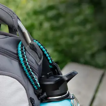 Paracord Handle Strap Cord with Safety Ring Carabiner Wide Mouth Water Bottle for Hiking Camping Walking 1