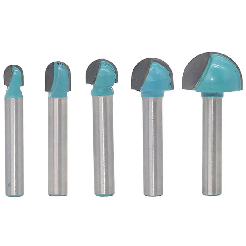 

5 Pcs Set 6-Handle Ball Milling Cutter Round Bottom Lace Cutter Round Head Cutter Woodworking Semicircular Cutter