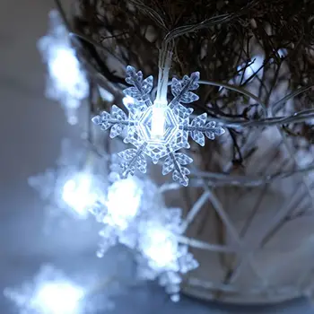 

Snowflake 20 LED Cool White Snowflake Patio String Lights for New Year Christmas Commercial Decor Fairy Lighting Q0KF