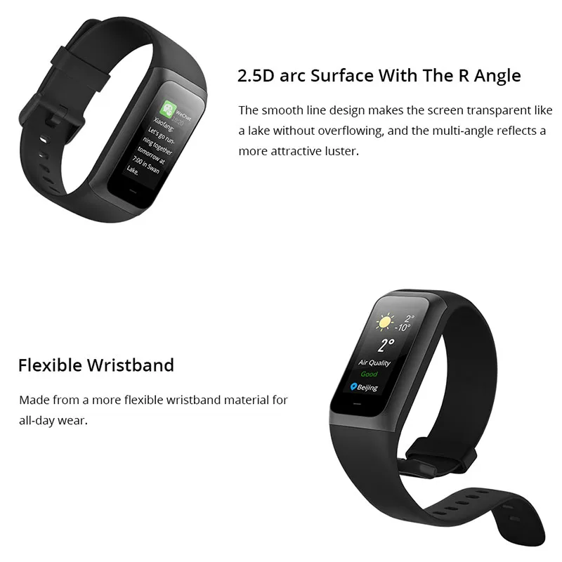 Huami Amazfit Band Cor 2 умный Браслет 5ATM водонепроницаемый 2.5D цвет ips 316L рамка из нержавеющей стали для Android IOS