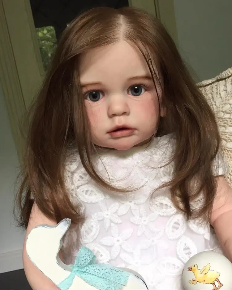 60 CM 3D-Paint Skin Soft Silicone Reborn Baby Doll For Girl Cloth Body Realistic Long Hair Princess Toddler Alive Dress Up Bebe