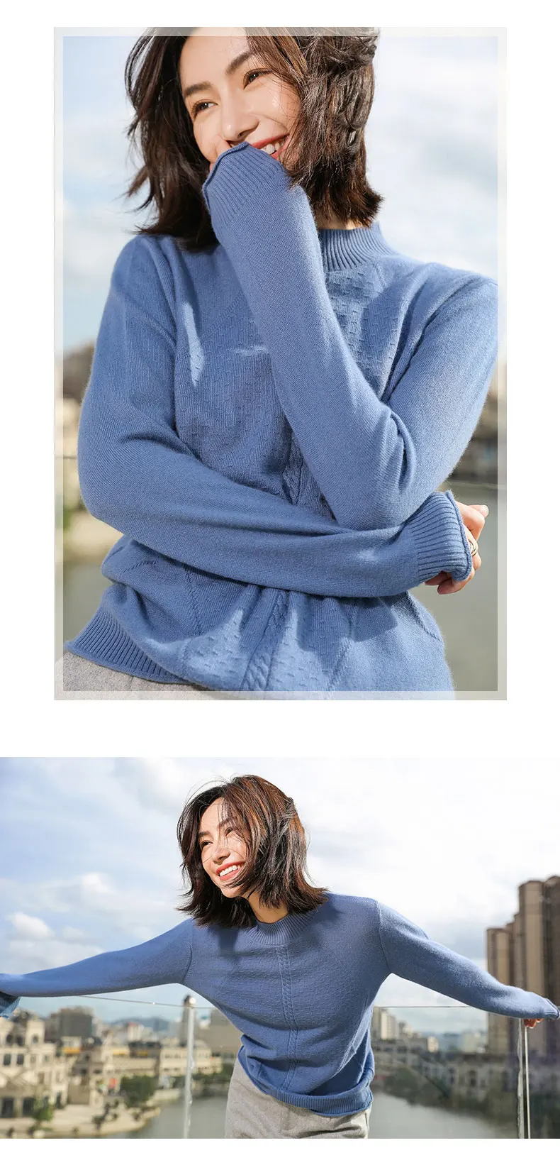 Невысокая горловина женский свитер из кашемира Зима женский свитер корейский СВОБОДНЫЙ Модный шерстяной жакет пуловер