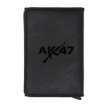 

Classic Fashion Black Gun AK 47 rfid card wallet Vintage Men Women Leather money clips card purse cash holder
