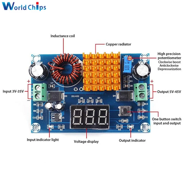 XH-M411 DC 3V-35V to DC 5V-45V Boost Converter Module Voltage Regulator Adjustable  Step