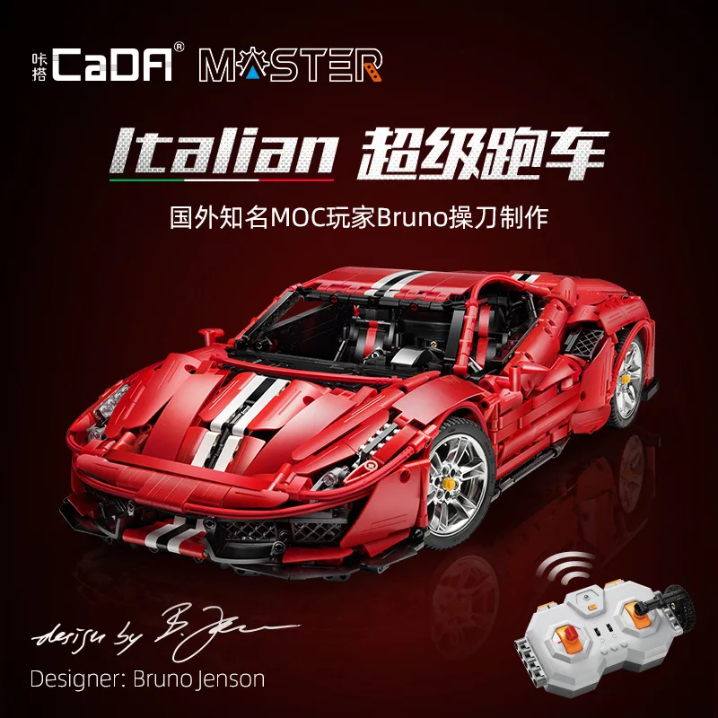 IN LAGER CaDA RC Hohe-tech MOC C61042 3187Pcs Italienische Super Racing Auto Modell Bausteine Ziegel Spielzeug für kinder weihnachten geschenk