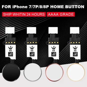 

20Pcs Home Button Return Back Key For iPhone 7 7P 8 8Plus Home Button With Flex Cable Rubber Sticker No Touch ID Fingerprint