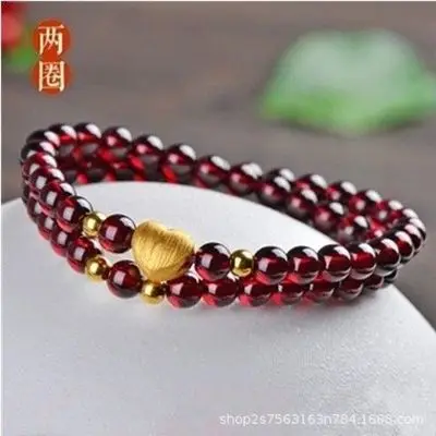 2020 Two circles of Garnet Bracelet and 6 mm Rose ferret bracelet with apple beads.