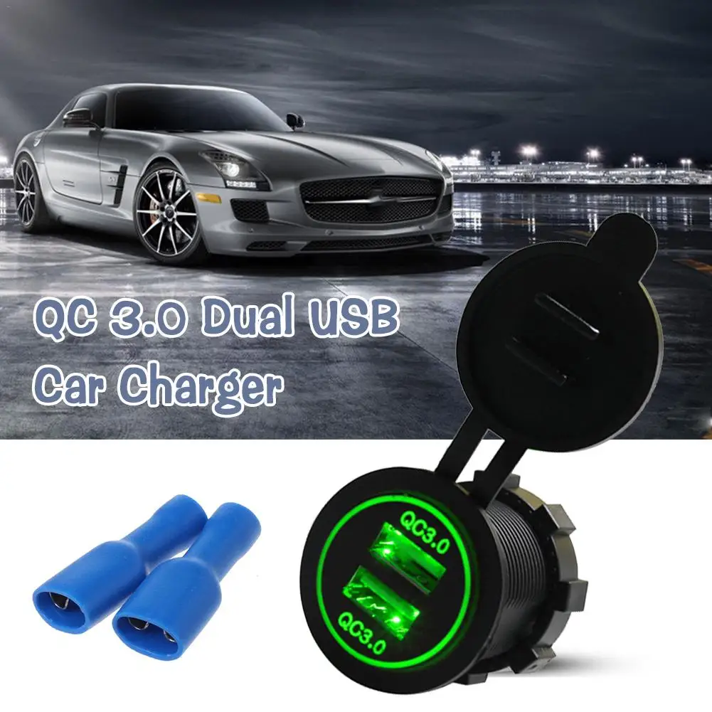 Car Modification Charging Hot Charger Dual USB Fast 3.0 Car Modified LED Quick Charger Aperture#GJ - Тип штекера: B