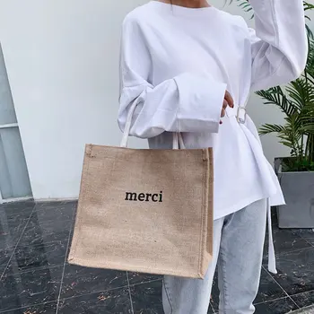 

Student one-shoulder canvas briefcase simple art cotton linen handbag women practical portable wear-resistant bag